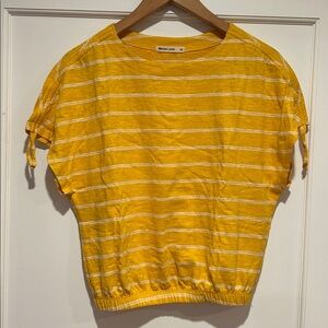 Marine Layer Yellow and White Striped Short-Sleeve Top